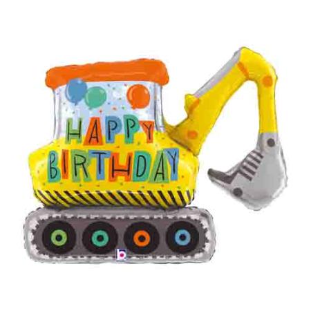 Bagger Folienballon Happy Birthday